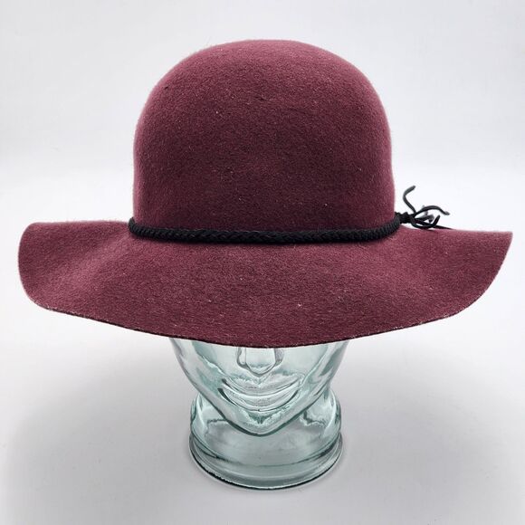 American Eagle Wool Red Braided Band Boho Floppy Hat - Picture 1 of 8